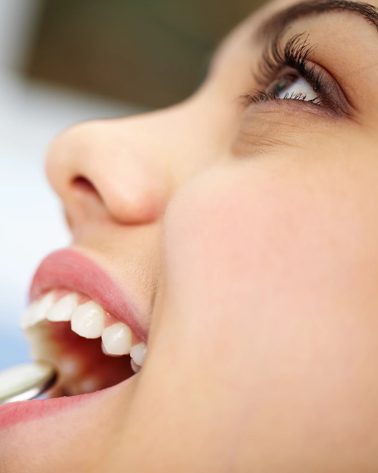 A patient smiling during a routine dental check-up